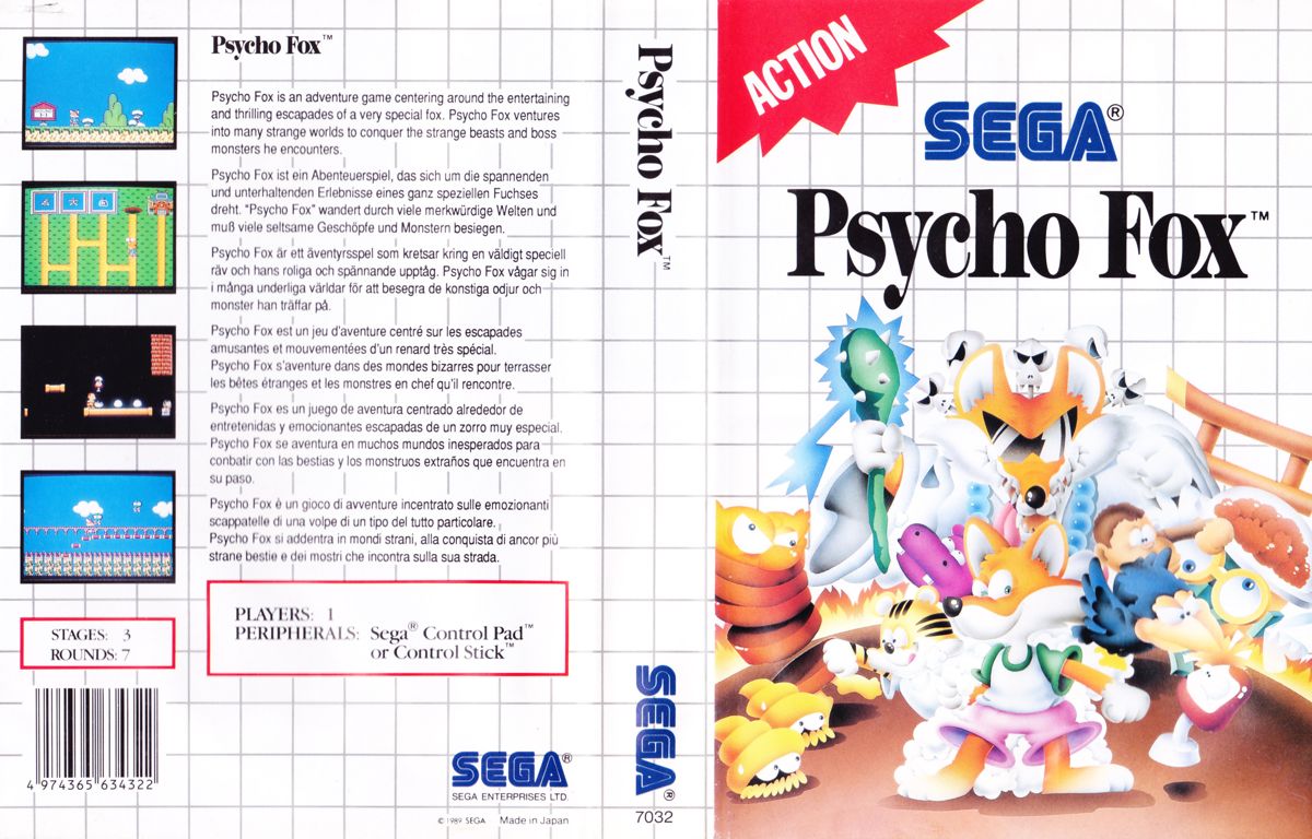 Psycho Fox box art for Sega Master System